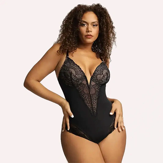 Sexy Lace Deep V Neck Bodysuit