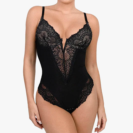 SEXY LACE DEEP V NECK BODYSUIT
