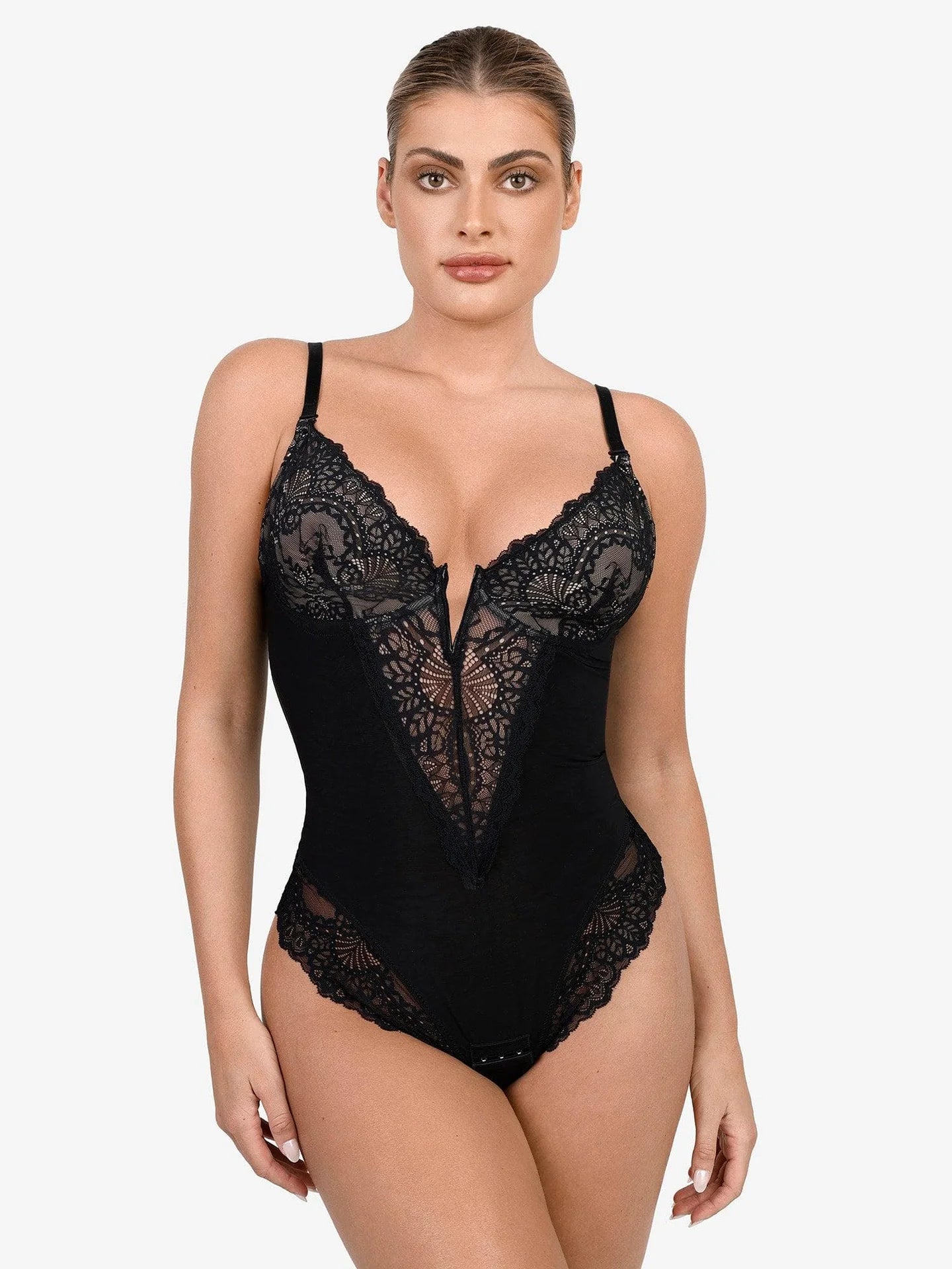 SEXY LACE DEEP V NECK BODYSUIT