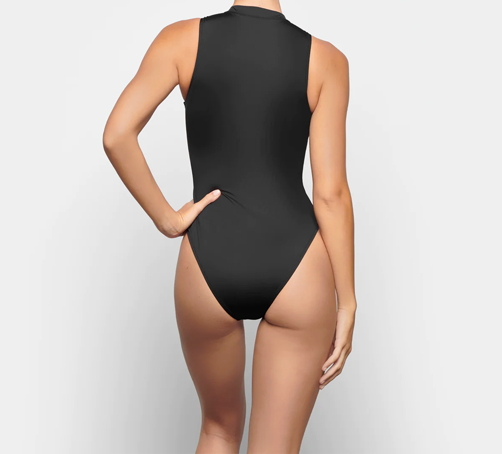 Zip Front Sleeveless One Piece